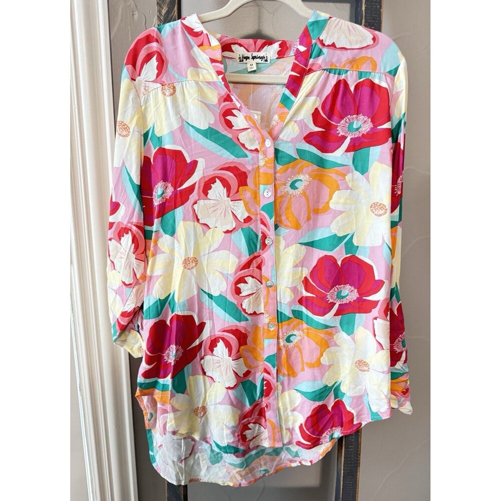 Hope Springs  Floral Top or Cover-up Resort Wear Size M NWT
